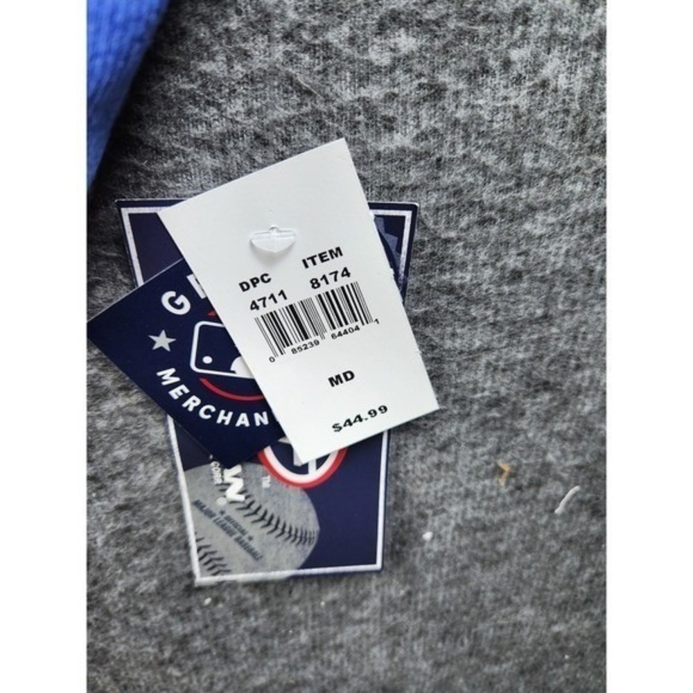 True Fan New York Mets Royal Blue Baseball Hoodie Button Neck Size Medium - Picture 9 of 11